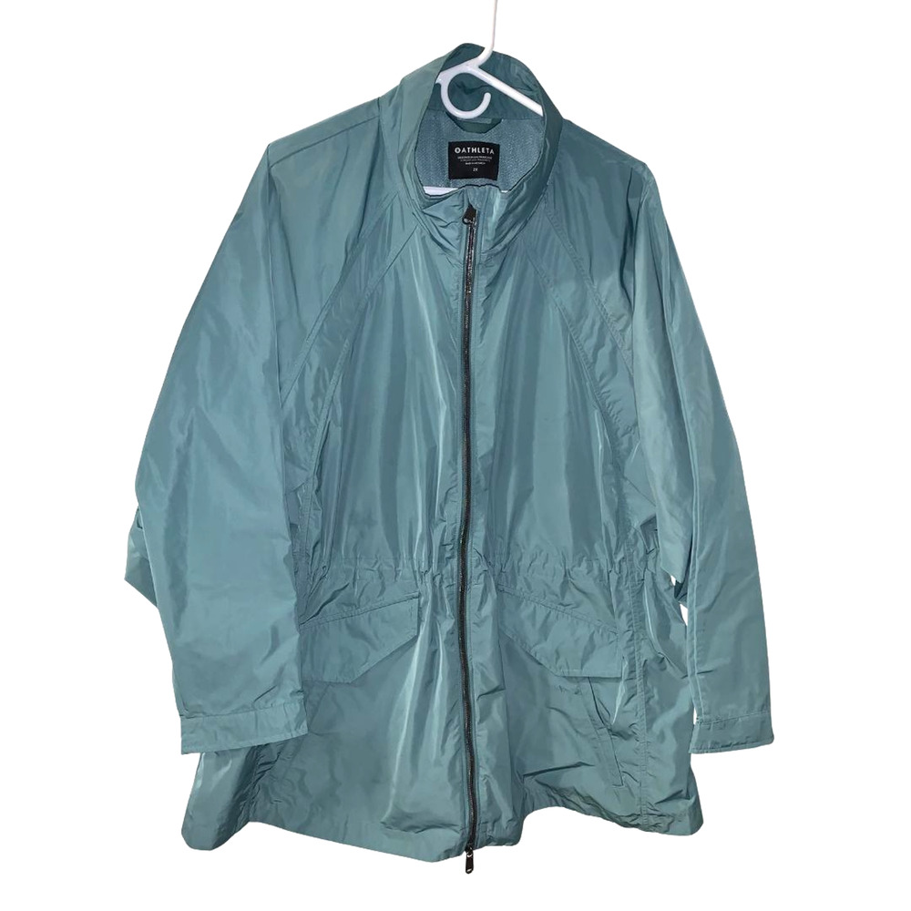 Athleta Womens Westerly Jacket Plus Size 2X Teal Cinched Waist Two Way Zipper